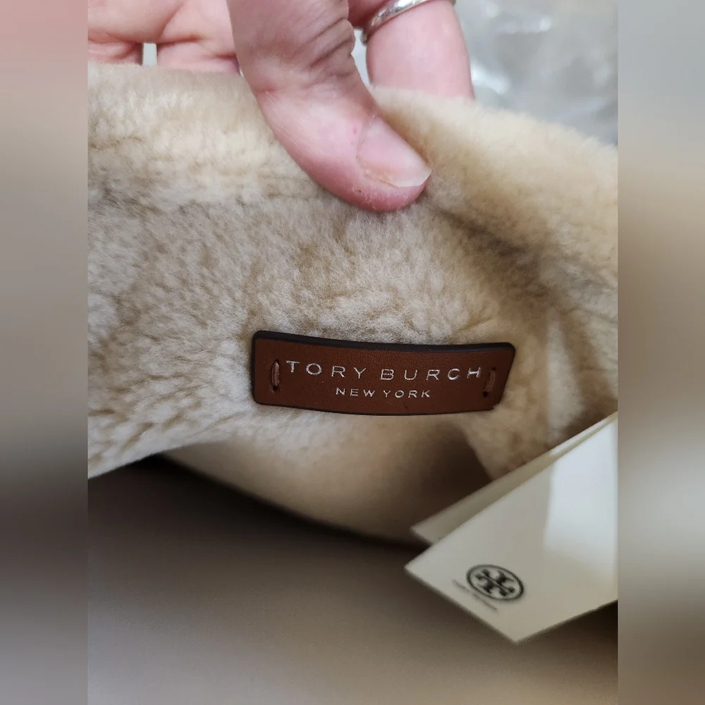 Tory Burch Blake Shearling Large Tote With Leather Pouch